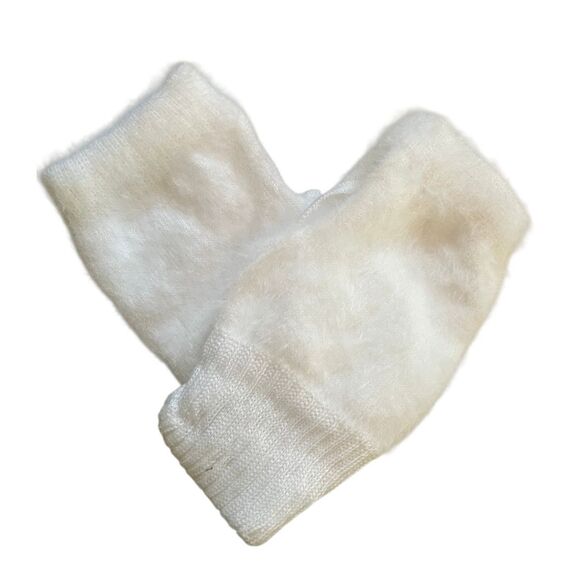 Cozy White Fuzzy Fingerless Winter Gloves Women’s Soft Warm Hand Warmers - Picture 6 of 6